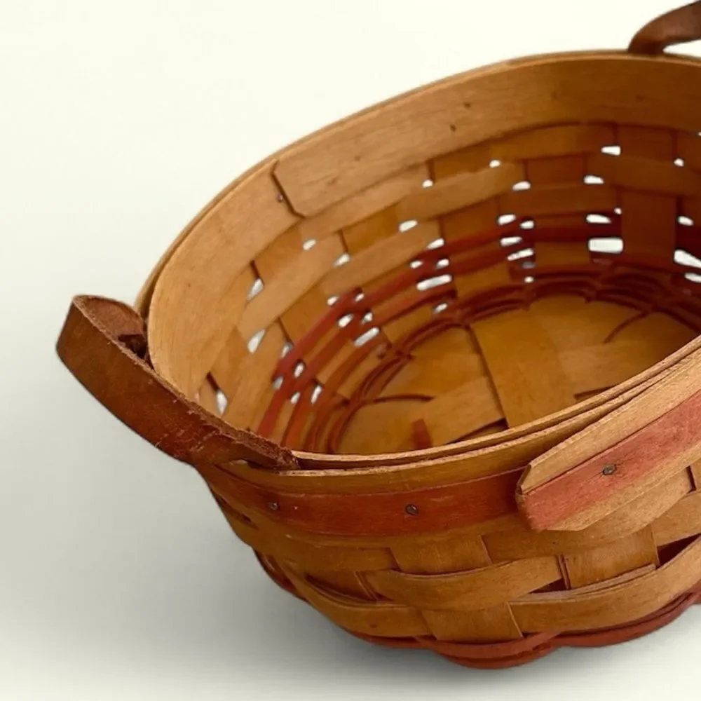 Longaberger Vintage Basket of Love Leather Handles Signed 1995